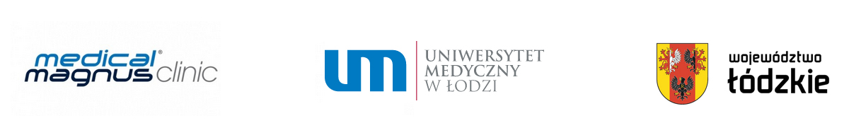 Pasek logotypów medical magnus clinic, Uniwersytet Medyczny w Łodzi, województwo łódzkie